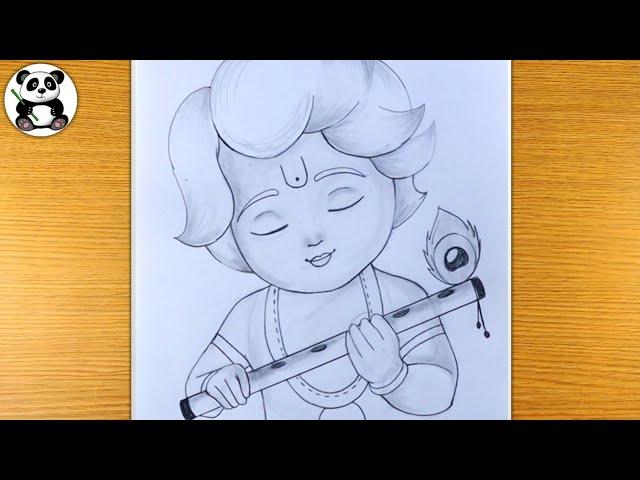 Cute bal krishna pencil shading drawing | janmasthami drawings ​⁠@TaposhiartsAcademy