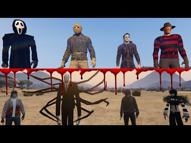 Slashers VS Creepypastas - Epic battle (GTA 5)