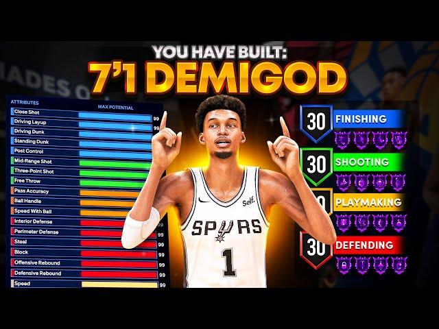 THIS 7'1 SPEEDBOOSTING CENTER BUILD IS DOMINATING NBA 2K24! DEMIGOD BUILD! Best Big Man Build 2k24