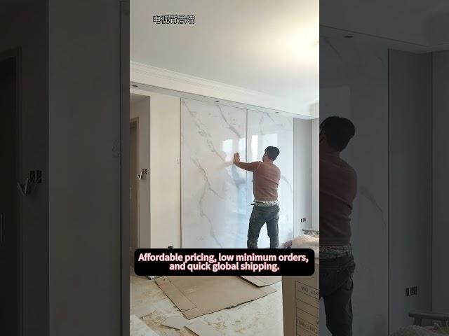 UV Marble Sheet Background Wall Installation | Custom Solutions & Fast Shipping  #interiordesign