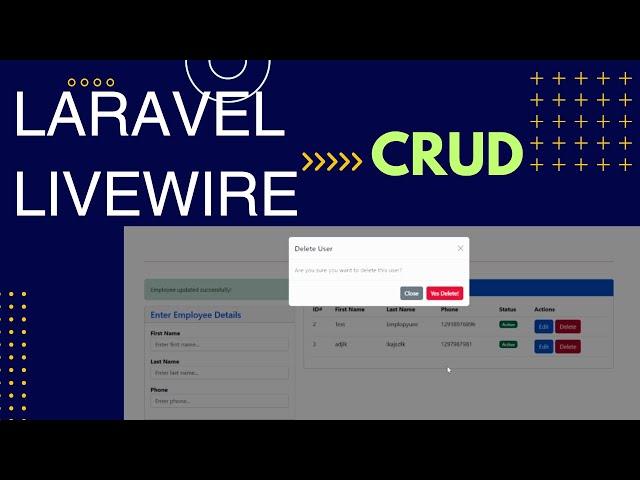 Laravel Livewire CRUD with Delete Confirmation Modal