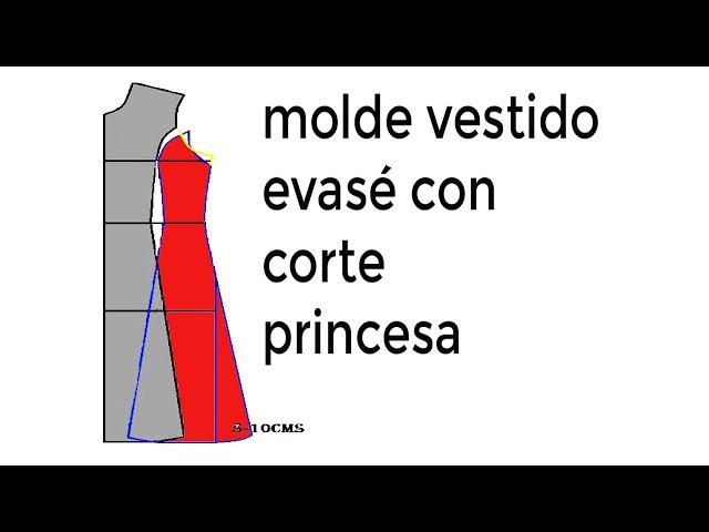 como hacer molde vestido evasé con corte princesa