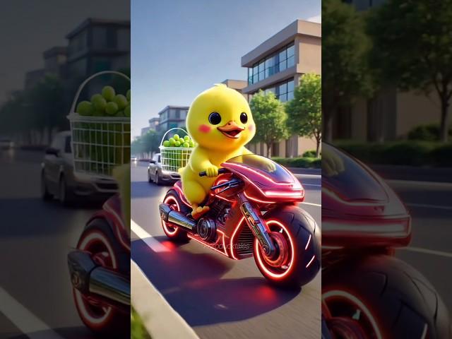 Duckling’s Grape Feast on a Heavy Bike #shorts  #ai  #heavybike  #cartoon