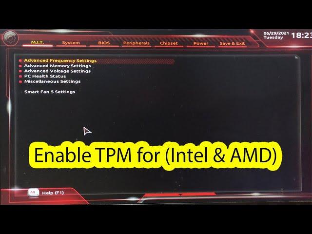 How to enable tpm in bios gigabyte (Intel and AMD)