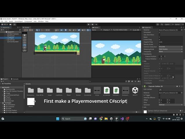 player movement unity 2d and face move arrow keys in easy way#unity #unity #development #script