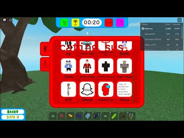 roblox the normal button VIP all char in VIP box and also the among us