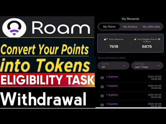 Roam points convert to roam tokens|roam airdrop new update|roam token withdrawal