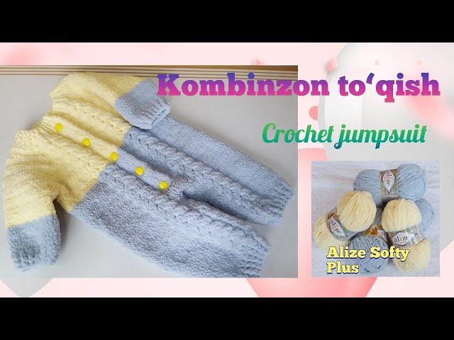 Kryuchokda kombinzon to'qish (Alize Softy Plus)/Плюшевый комбинезон крючком/Crochet baby jumpsuit