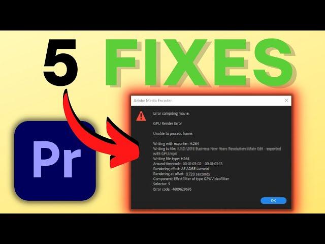 Premiere Pro: GPU Render Error -1609629695 (5 Solutions)