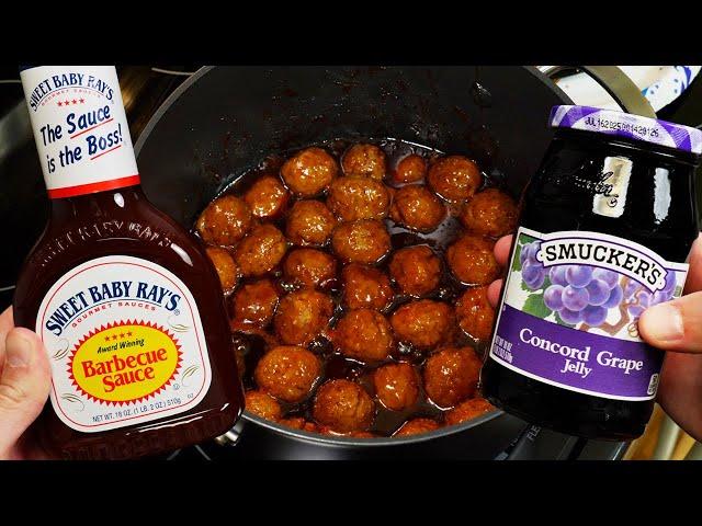 Grape Jelly & Barbecue Meatballs Recipe - on the stove!