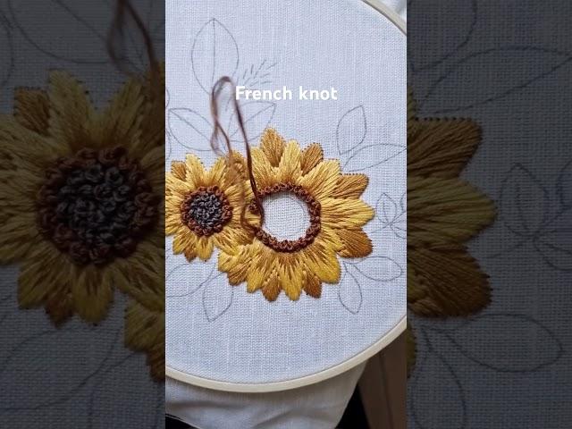 French knot sunflower embroidery #stitch #art #embroidery #handmade #handembroidery #craft #needle