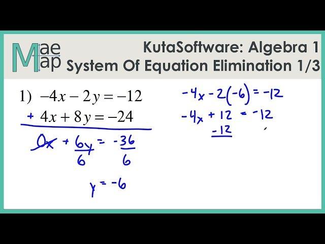 KutaSoftware: Algebra 1- System Of Equations Elimination Part 1