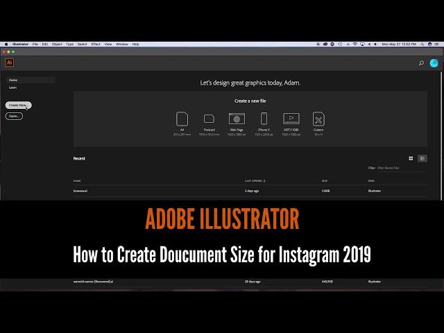 Instagram Size Settings 2019 - Adobe Illustrator - Quick Tutorial