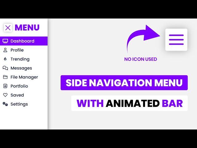 Sidebar Navigation Menu With Animated Toggle Bar Using HTML And CSS | CSS Side Navbar Menu