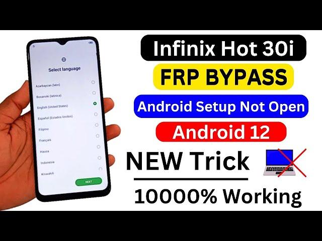 Infinix Hot 30i FRP Bypass Android 12 New Solution | Infinix (X669C) Gmail Account Bypass Without Pc