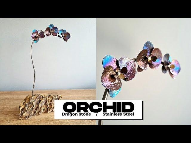 metal orchid sculpture - mixed media art