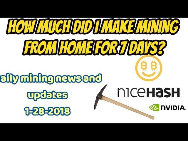 How much did I make mining nicehash 7 days (daily update 1-27-18)