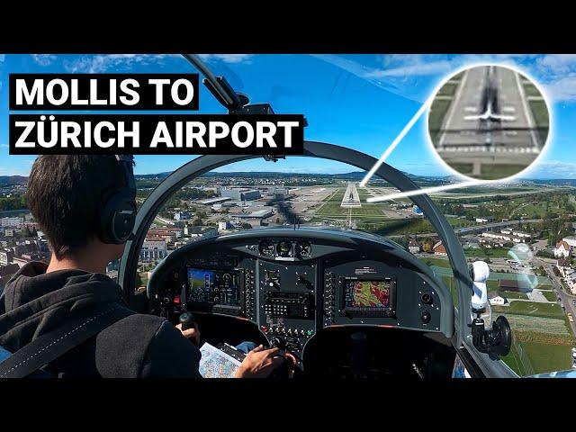 Flight to ZÜRICH AIRPORT "Caution Jetblast" | Mollis - ZRH with ATC | PPL VFR Solo Flight