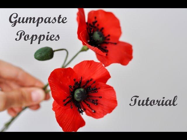 Gumpaste Poppies Tutorial.Маки из мастики. Sugar Flowers. Fondant.Sugar Poppies . Fondant Poppies