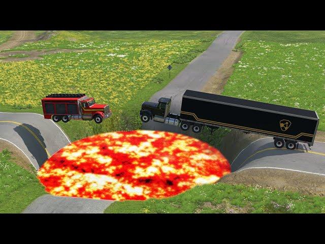  Cars vs Giant Crater – BeamNG.Drive