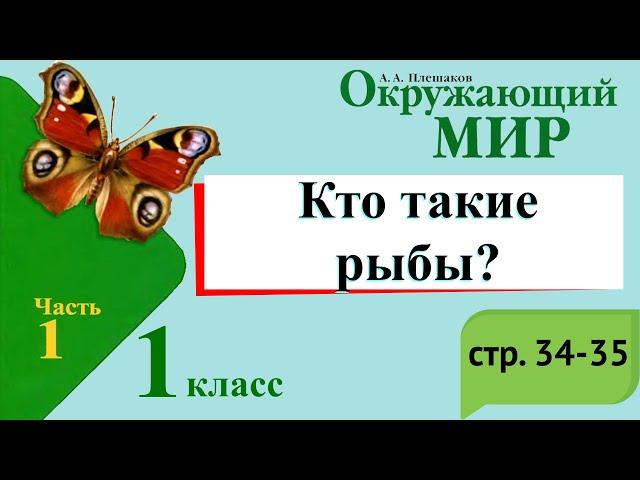 Кто такие рыбы? Окружающий мир. 1 класс, 1 часть. Учебник А. Плешаков стр. 34-35