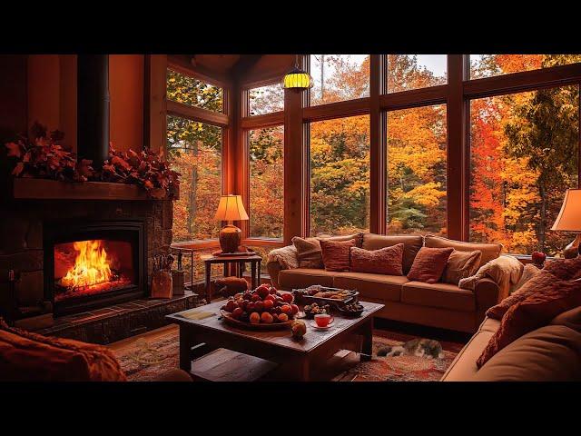 Sleep Well in a Cozy Room | Fireplace Sounds and Jazz Music Help Relieve Insomnia