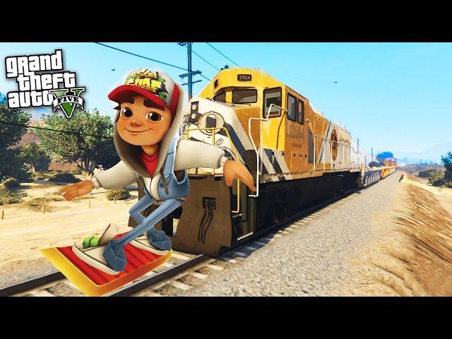 ГТА 5 МОДЫ ДЖЕЙК ИЗ SUBWAY SURF БЕГАЕТ ПО ПОЕЗДЕМ В ГТА 5 - ИГРА ДЛЯ ДЕТЕЙ В ГТА 5