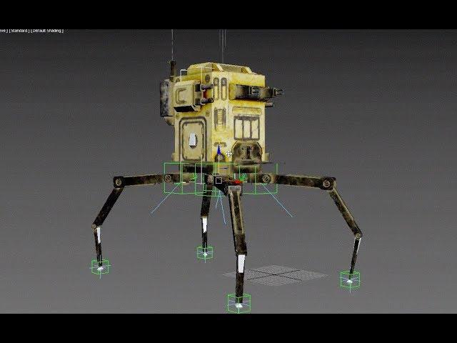 Rigging a spider robot with 3ds max with bones.