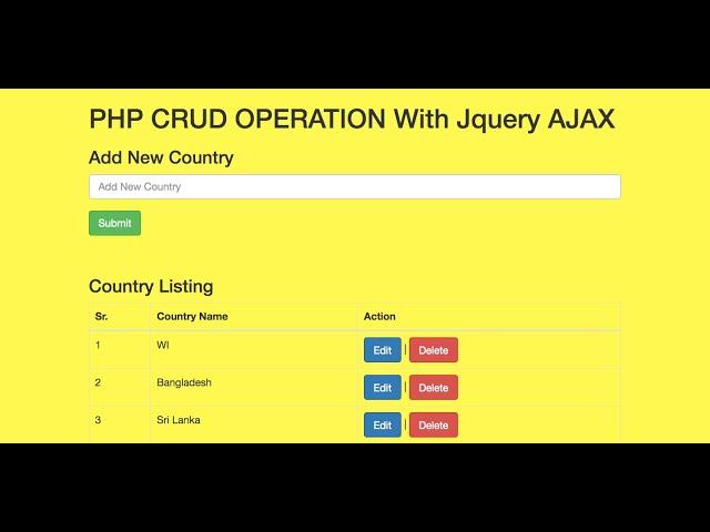 PHP CRUD OPERATION With Jquery AJAX