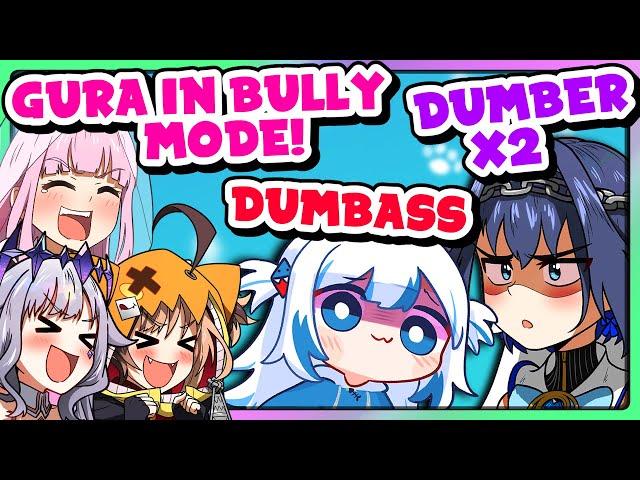 Calli: Gura in bully mode. Also Calli: They all seem like insane people