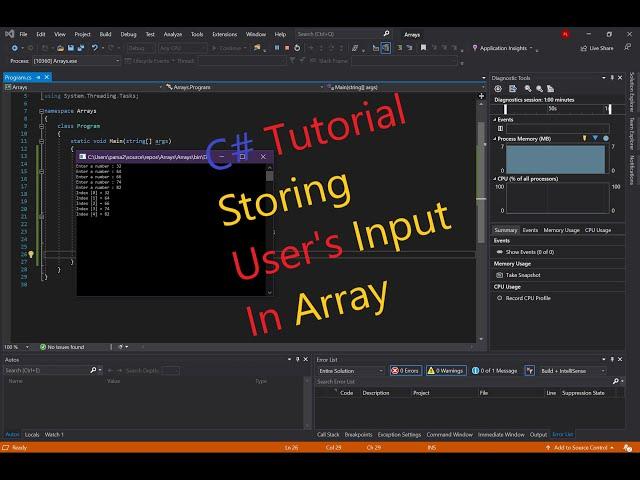 C# / C Sharp Tutorial Storing User's Input In An Array (Console APP)