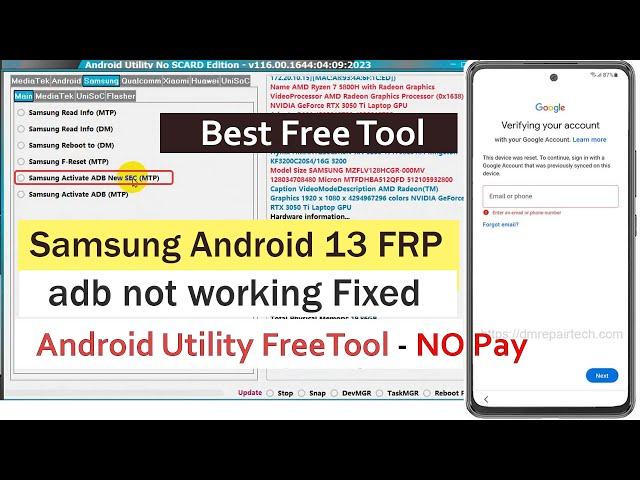 Android Utility Tool V116 Free Tool Samsung Android 13 adb Not working Fixed | Samsung FRP TOOL 2023