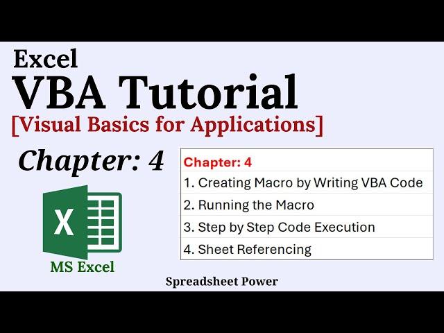 Excel VBA Tutorial Chapter 4 | Writing VBA Code | Step Into | Sheet Referencing