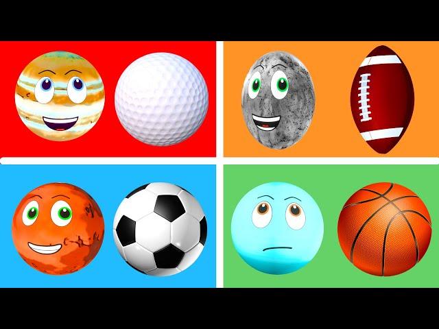 Planet Size Comparison with Sports Balls. Space for Kids - Planet Size Comparison. Videos for Kids