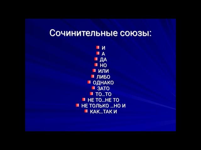 Сочинительные союзы. Урок 7 класс.