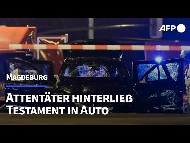 Magdeburg: Attentäter hinterließ Testament in Tat-Auto | AFP