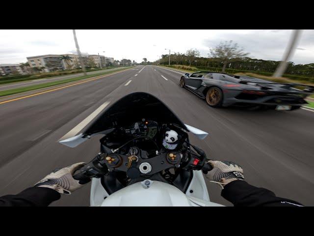 YAMAHA R6 VS LAMBORGHINI SVJ!