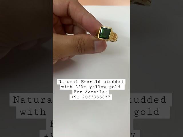 Emerald ring in gold 22 karat || green emerald ring || yellow gold emerald ring || panna gold ring