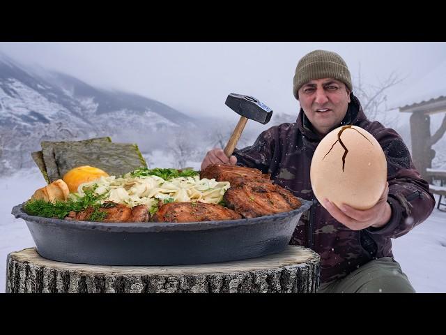 Cooking a Giant Ramen Bowl with an Ostrich Egg!