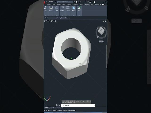 AutoCAD 3D, Autodesk, 3D nut #Shorts