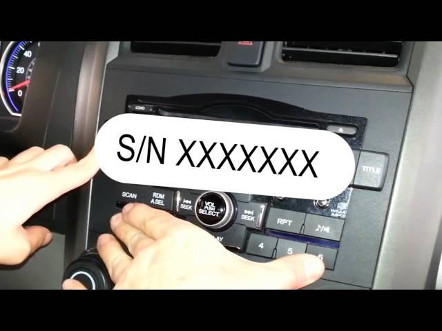 Honda CR-V Radio Serial Number Retrieval Guide - "ENTER CODE" Message - Security Code