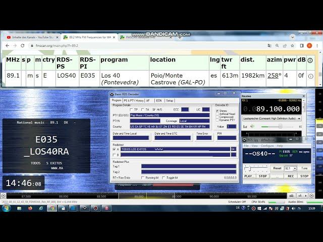 FM DX Es - 110822 1245UTC - 89.1 Los 40 (E) Poio/Monte Castrove (GAL-PO) 4kW 1982km