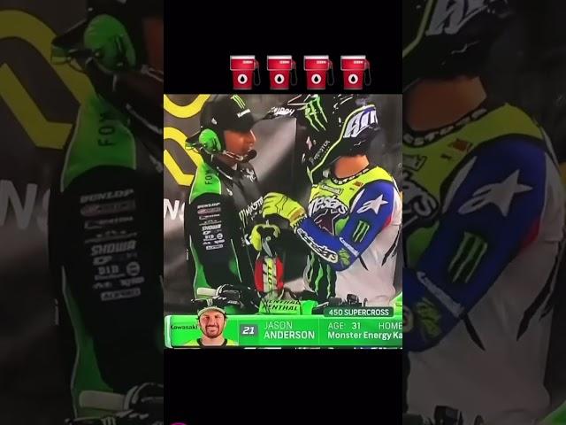 Deegs and Anderson taking a hit before the race #supercross #promotocross #dirtbikes #motocross