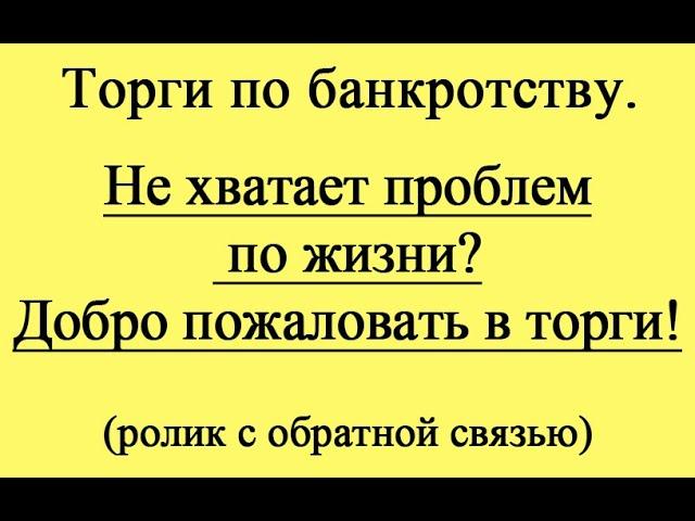 Не хватает проблем по жизни? Добро пожаловать в торги!