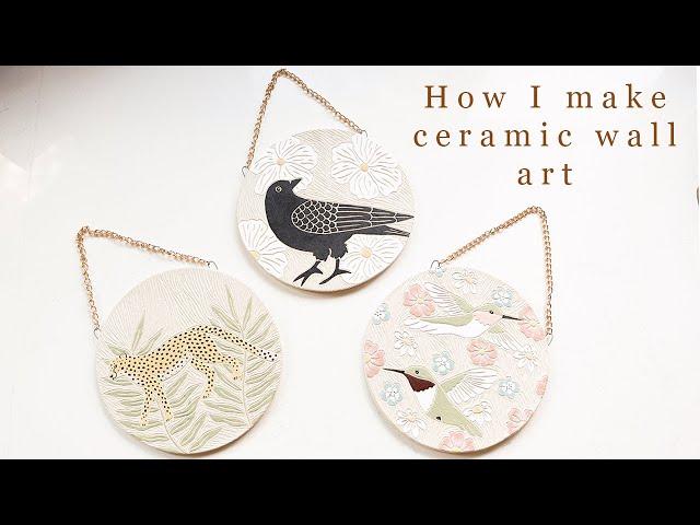 How I make ceramic wall art | The entire pottery process | Hand-carved pottery