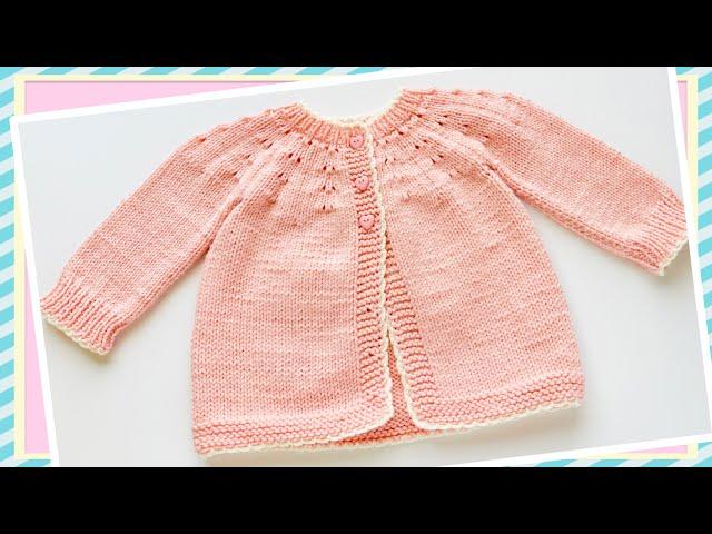 Easy knit baby cardigan sweater, coat or jacket VARIOUS SIZES @knittingforbaby Daisy pattern