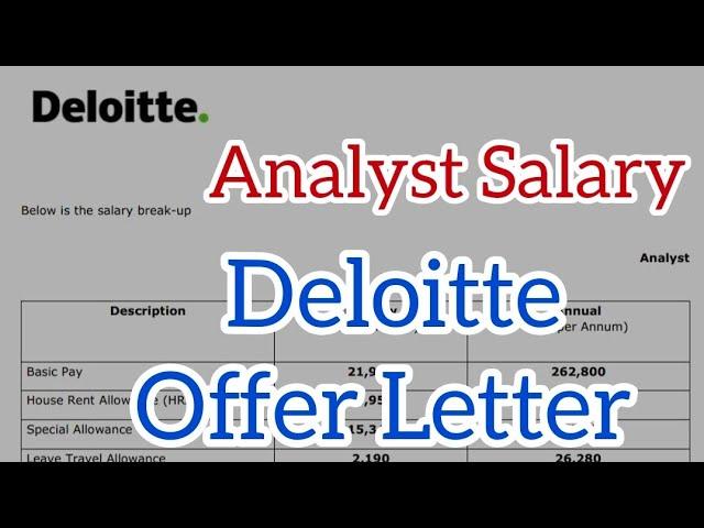 Analyst Salary in Deloitte | Deloitte Offer Letter | Deloitte Jobs Salary | Deloitte Salary in India