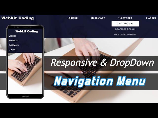 Responsive Navigation Dropdown Menu Bar using HTML and CSS - Webkit Coding