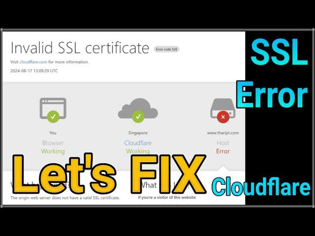 Cloudflare SSL Certificate error FIX | Website not work after adding to cloudflare | Cloudflare TLS