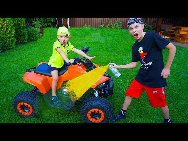 Мама НЕ разрешает.... ПЕРЕКРАСИЛИ квадрик!!!Mom does not allow .... redrawed quadBIKE !!!